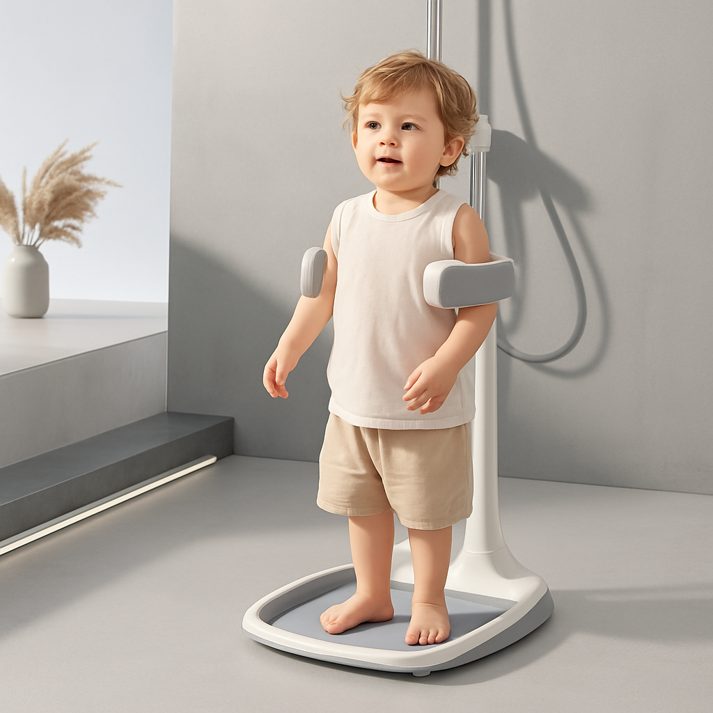 Enfant bien installé dans la baignoire bébé douche en toute sécurité