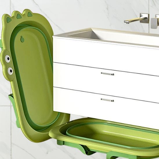 Baignoire bébé pliable dessin animé vert facile à ranger