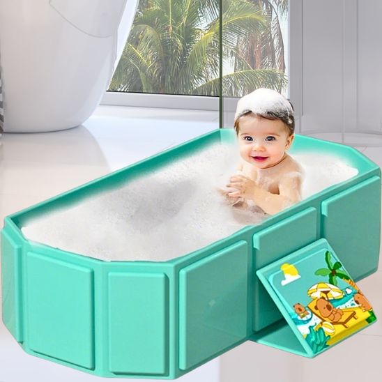 Baignoire bébé pliable | vert-eau adaptable