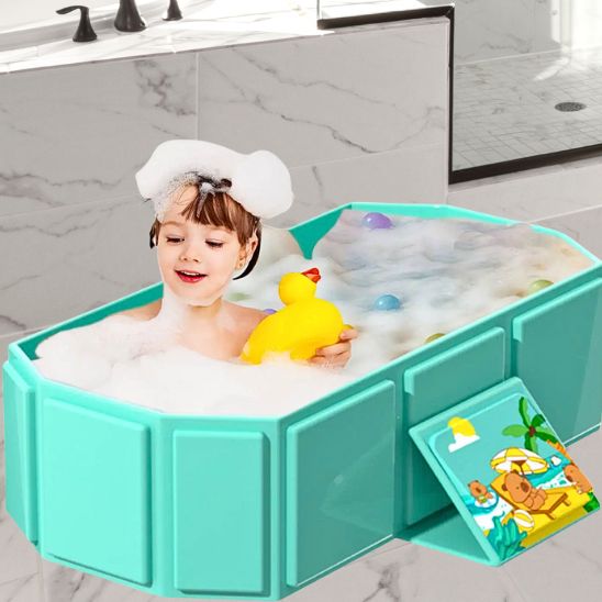 Baignoire bébé pliable | vert-eau large