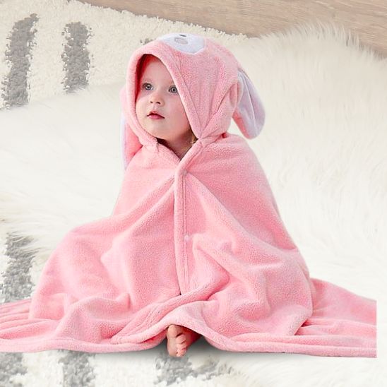 Cape de bain bébé | Sortie de bain douillette rose