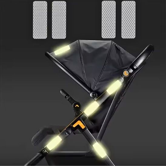 Accessoire pour poussette | NightProtect : Autocollants Anti-Collision Réfléchissants blancs