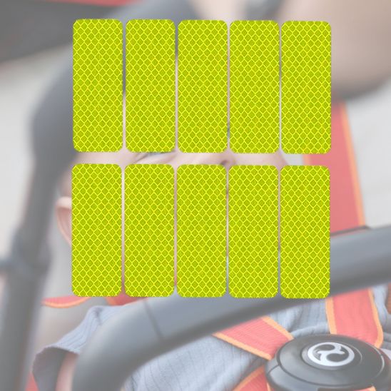 Accessoire pour poussette | NightProtect : Autocollants Anti-Collision Réfléchissants jaune 10 pièces