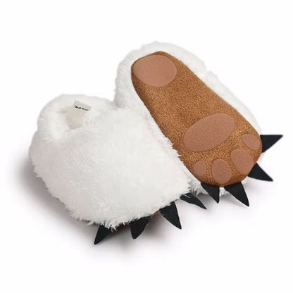 Chaussons bébé blancs MonstroDoux™ tout doux, confortables et chauds pour l’automne et l’hiver