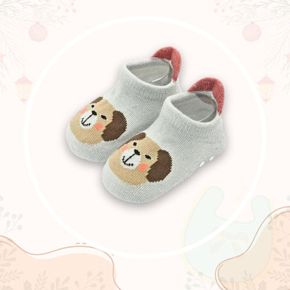 Chaussette antidérapante bébé Stepy™ motif chien – confort et sécurité pour petits explorateurs