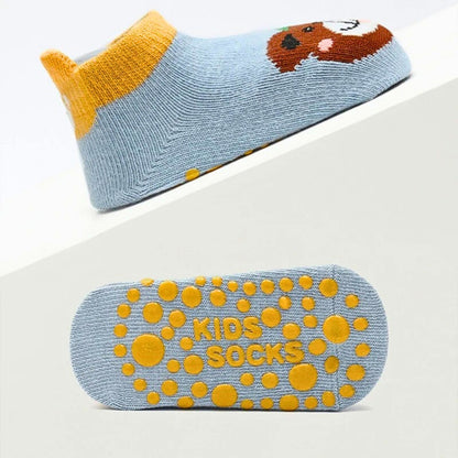 Chaussettes antidérapantes bébé Stepy™ – motifs animaux rigolos pour éveil et sécurité