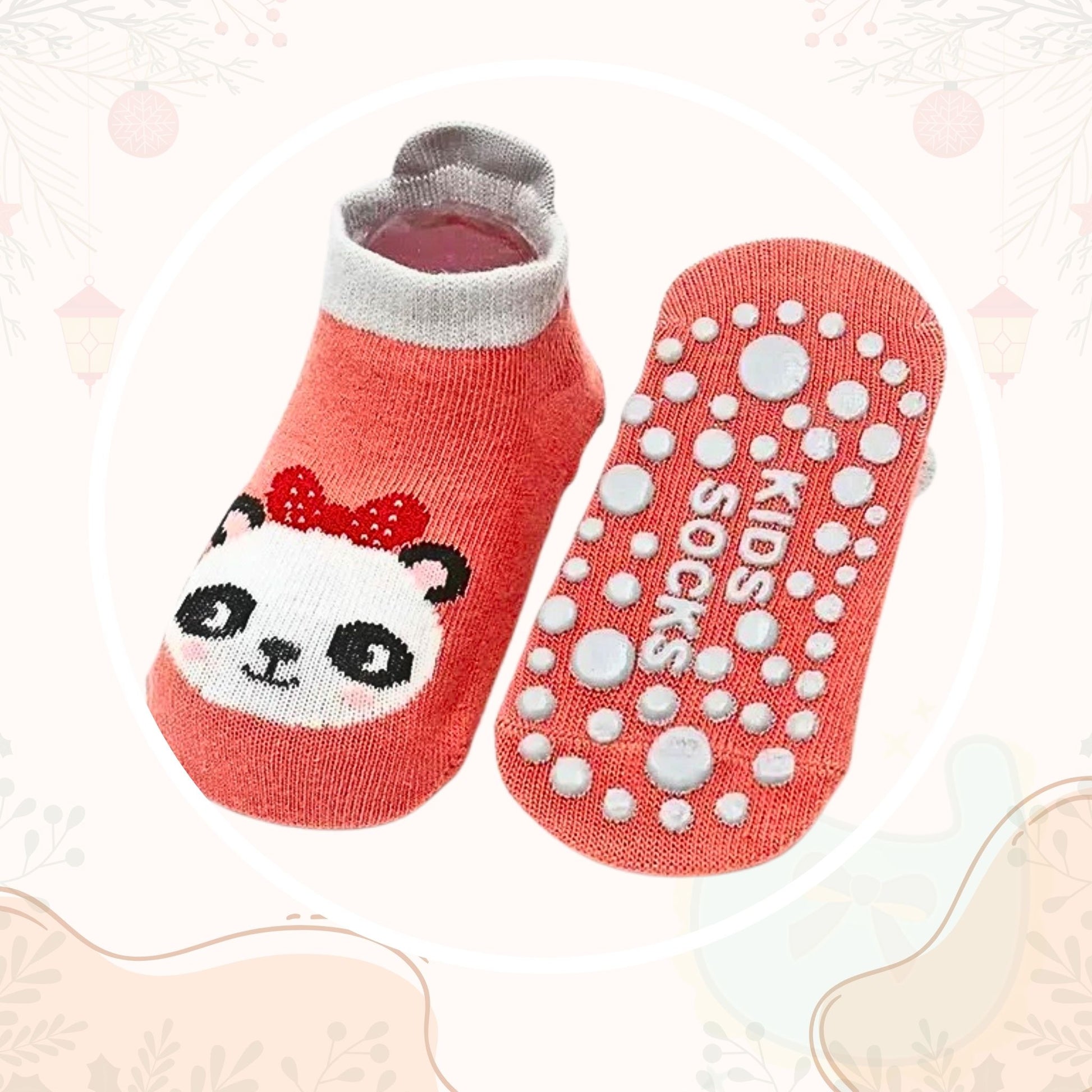 Chaussette antidérapante bébé motif panda – confort et sécurité pour premiers pas