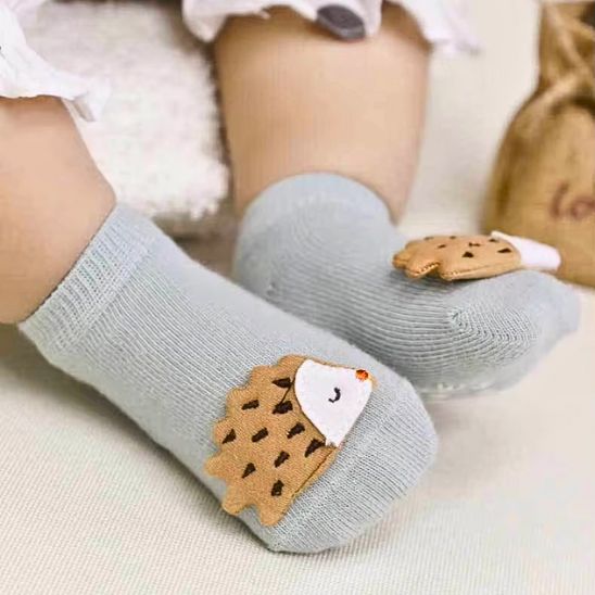Chaussettes antidérapantes bébé ZooDoux™ motif hérisson en coton bio