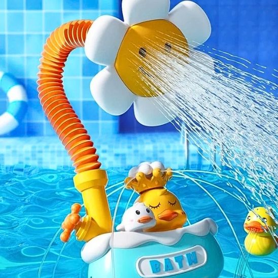 Jouet de bain enfant et bébé : douche tournesol éducative rassurante différents jets