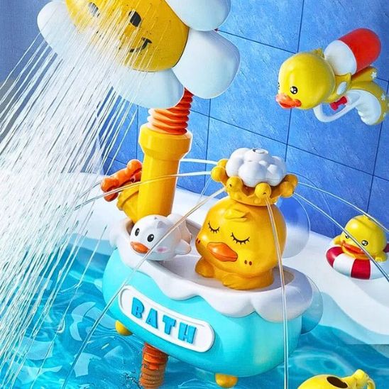 Jouet de bain enfant et bébé : douche tournesol éducative et amusante avec caneton pour un bain avec jets amusants