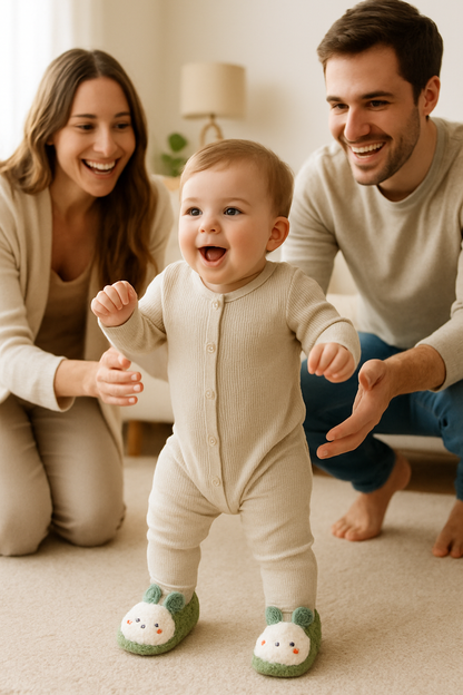 Bébé marche en sécurité avec ces chaussons bebe MiniHug™ 