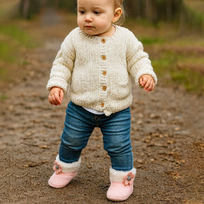 Chaussure bébé souple rose pour premiers pas – bottines confortables fille