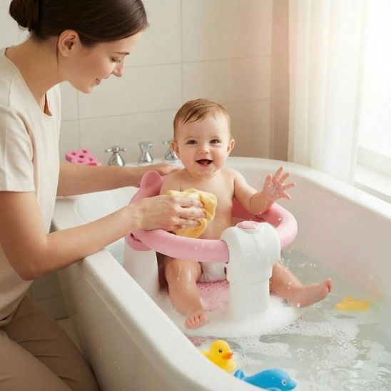 Siège de bain bébé transformant le bain en moment de détente pour bébé et maman